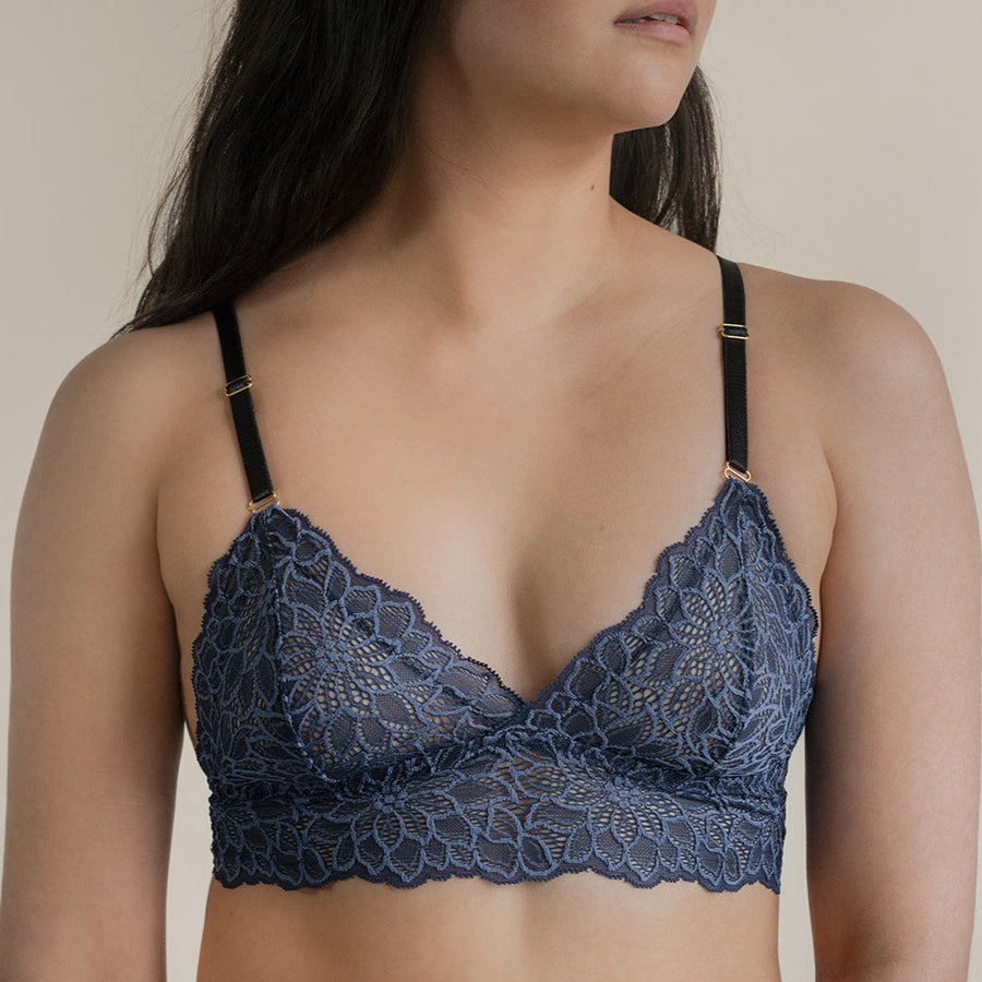 Simplicité Bralette - Blue Navy by au-corset-chic.myshopify.com - Lace lingerie from Vancouver